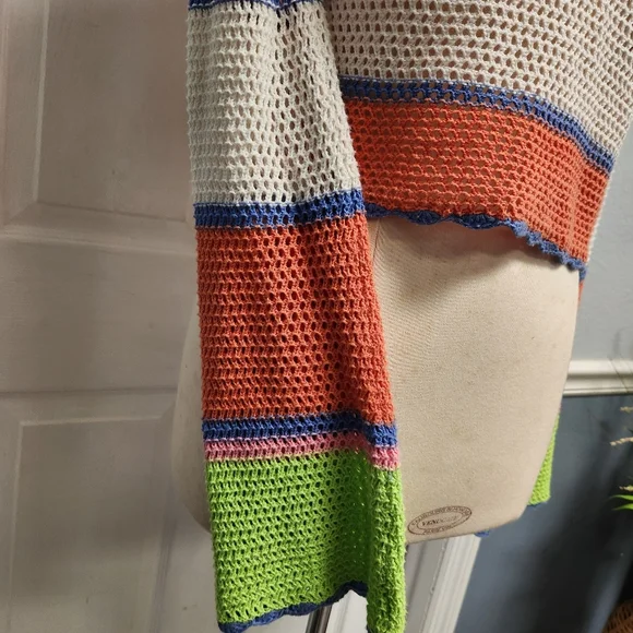 Hippie Rose Multicolor Striped Crochet Sweater - Picture 3 of 13